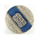 Glass Wine Bottle Stopper with Blue Stripe and Shabbat Plaque
