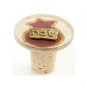 Glass Wine Bottle Stopper with Red Pomegranate and Metal Shabbat Plaque