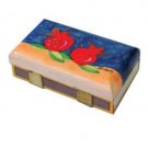 Yair Emanuel Kitchen Sized Wooden Matchbox Holder with Ripe Pomegranates Design