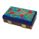Yair Emanuel Kitchen Sized Wooden Matchbox Holder with Pomegranates & Branches Design