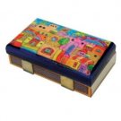 Yair Emanuel Kitchen Sized Wooden Matchbox Holder with Jerusalem Vistas Design