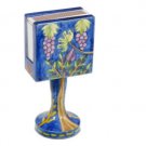 Yair Emanuel Wooden Matchbox Holder with Grape Clusters Design