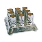 Sterling Silver Kiddush Cup Set of Eight in Floral Design