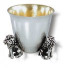 Sterling Silver Kiddush Cup with Three Lion Legs
