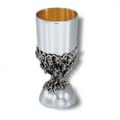 Sterling Silver Kiddush Cup with Grape Vines Stem