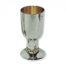 Sterling Silver Kiddush Cup with Gold Jerusalem on Stem