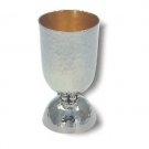 Sterling Silver Kiddush Cup with Hammered Pattern and Pearls