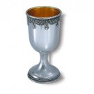 Sterling Silver Kiddush Cup with Filigree Pattern on Base and Lip