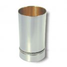 Sterling Silver Kiddush Cup with Cylindrical Shape and Row of Pearls