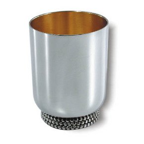 Sterling Silver Kiddush Cup with Three Rows of Pearls
