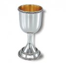 Sterling Silver Kiddush Cup with Rows of Pearls on Lip and Base