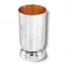 Sterling Silver Kiddush Cup with Hammered Pattern and Curved Shape