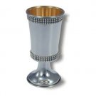 Sterling Silver Kiddush Cup with Rows of Pearls