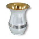 Sterling Silver Kiddush Cup with Vase Shape and Rows of Pearls