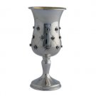 Hazorfim Kiddush Cup with Stem in Rose and Argyle Design