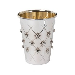 Hazorfim Kiddush Cup without Stem in Rose and Argyle Design