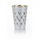 Sterling Silver Kiddush Cup with Argyle Pattern and Flowers