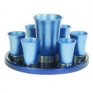 Yair Emanuel Anodized Aluminum Kiddush Set with Tray in Blue