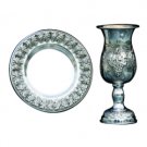 Silver Plated Curvy Kiddush Cup and Saucer Set – Grapevines