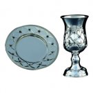 Silver Plated Curvy Kiddush Cup and Saucer Set – Flower Diamonds