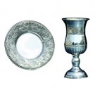 Silver Plated Curvy Kiddush Cup and Saucer Set – Flowered Arches