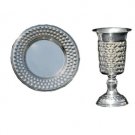 Silver Plated Squared Kiddush Cup and Saucer Set – Stones