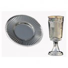 Silver Plated Slender Kiddush Cup and Saucer Set – Straight Columns