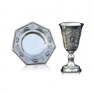 Silver Plated Kiddush Cup and Heptagon Saucer Set – Diamond Net