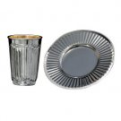Silver Plated Kiddush Cup with Saucer and Curtain Lines