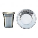 Silver Plated Kiddush Cup and Saucer Set with Small Circles