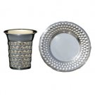 Silver Plated Kiddush Cup and Saucer Set with Protruding Spheres