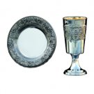 Silver Plated Slender Kiddush Cup and Saucer Set – Figure Eight