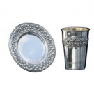 Silver Plated Kiddush Cup with Saucer and Connected Droplets