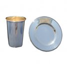 Smooth Silver Plated Kiddush Cup with Saucer