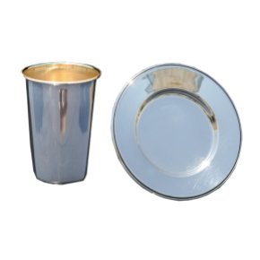 Smooth Silver Plated Kiddush Cup with Saucer