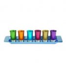 Set of 6 Yair Emanuel Multicolored Anodized Aluminum Cups with Tray