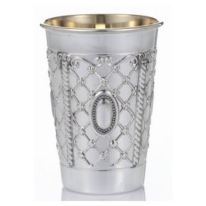 Silver Plated Kiddush Cup with Spider Web
