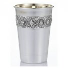 Silver Plated Kiddush Cup with Rug Design