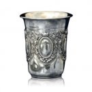 Silver Plated Kiddush Cup with Flowered Mirrors