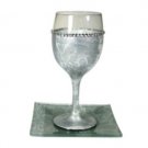 16 Centimeter Two Piece Glass Kiddush Cup and Saucer Set with Hand Painting
