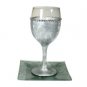 16 Centimeter Two Piece Glass Kiddush Cup and Saucer Set with Hand Painting