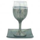 16 Centimeter Kiddush Cup and Dish Dipped in Silver Paint