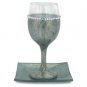16 Centimeter Kiddush Cup and Dish Dipped in Silver Paint