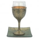 16 Centimeter Kiddush Cup and Dish in Painted Glass