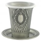 9 Centimeter Kiddush Cup and Plate Set in Pewter with Grape Clusters