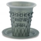 9 Centimeter Kiddush Cup and Saucer Set in Pewter with Beading