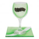 Two Piece Glass Kiddush Cup and Plate Set in Green