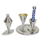 Sterling Silver Havdalah Set with Plate and Engraved Hebrew Text