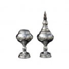 Silver Havdalah Spice Holder with Floral Pattern and Scrollwork