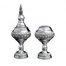 Silver Havdalah Spice Holder with Squares and Pearl Shapes